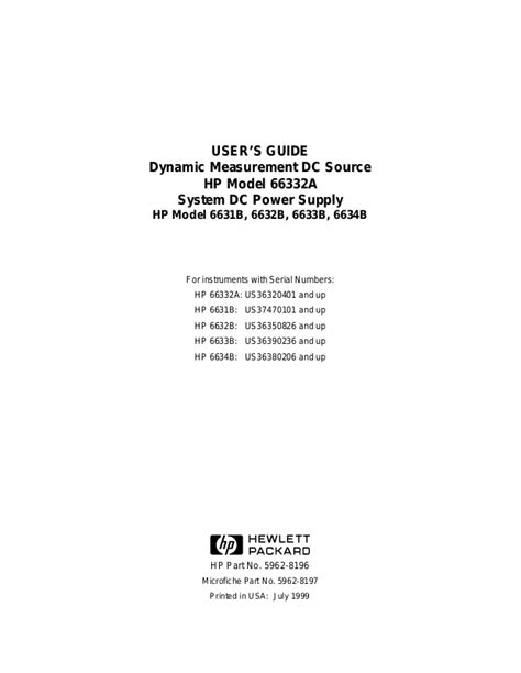 hp 66332a 6632b 33b 34b service manual user guide Kindle Editon