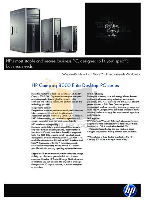 hp 8000 desktops owners manual PDF