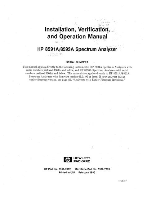 hp 8591a 93a installation manual verification user guide Kindle Editon