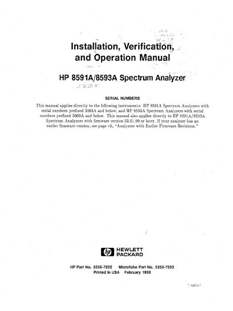 hp 8591a 93a installation manual verification user guide Kindle Editon