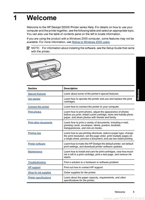 hp d2560 printers owners manual Doc