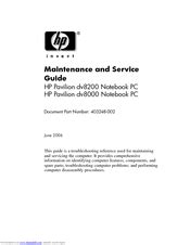 hp dv8000 manual download PDF