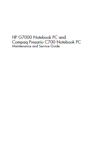 hp g7000 notebook pc user manual Kindle Editon