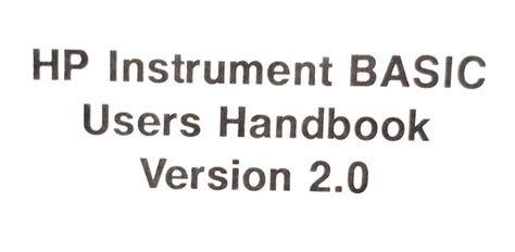 hp instrument basic users handbook user guide Reader