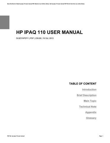 hp ipaq 110 user guide Epub