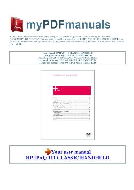 hp ipaq 111 user manual Doc