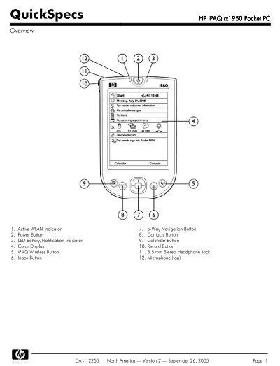 hp ipaq rx1950 pocket pc user manual PDF