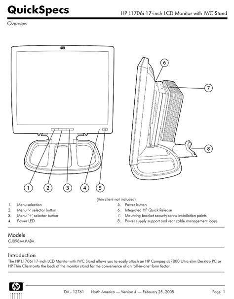 hp l1706i monitors owners manual PDF