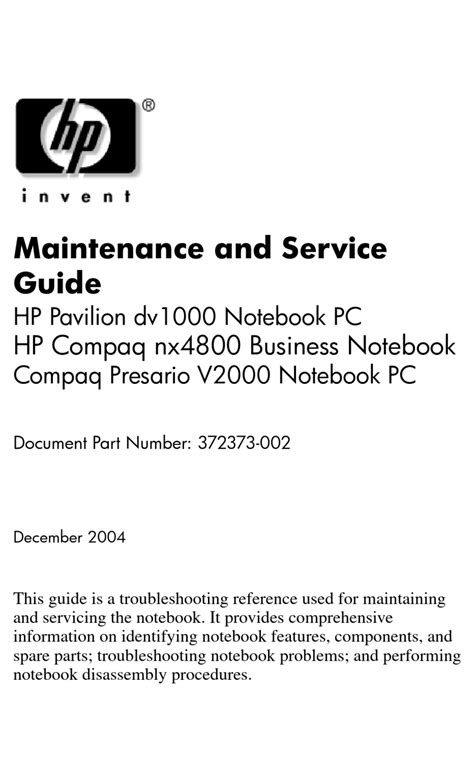 hp pavilion dv1000 maintenance manual Reader