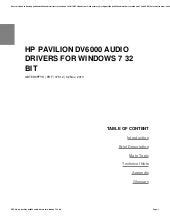 hp pavilion dv6000 audio drivers windows 7 Kindle Editon