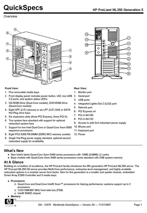 hp proliant ml350 generation 5 server maintenance and service guide PDF