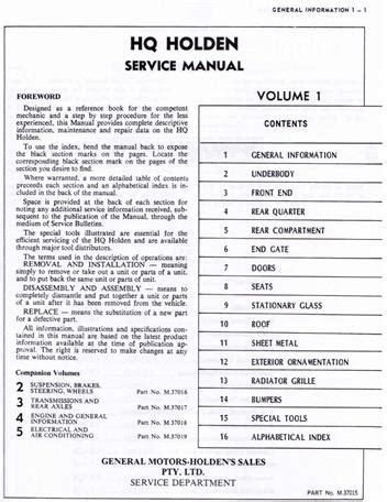 hq holden service manual volume 1 Epub