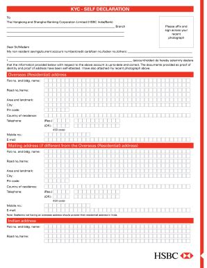 hsbc india kyc form