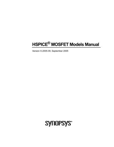 hspice mosfet models manual electrical computer PDF