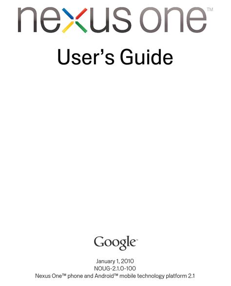htc nexus one user manual PDF
