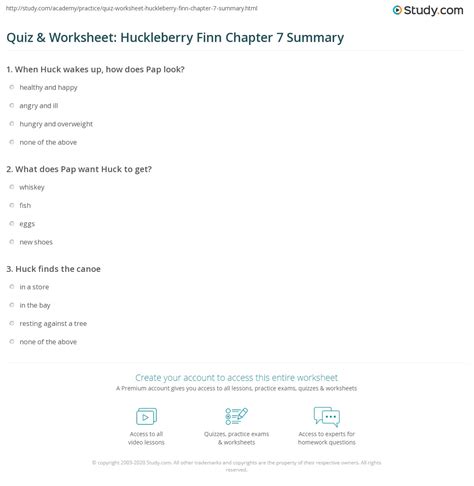 huckleberry finn study guide answers chapter 7 Reader