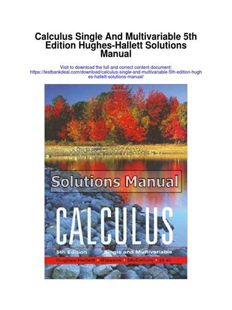 hughes hallett calculus 5th edition solutions manual free Kindle Editon