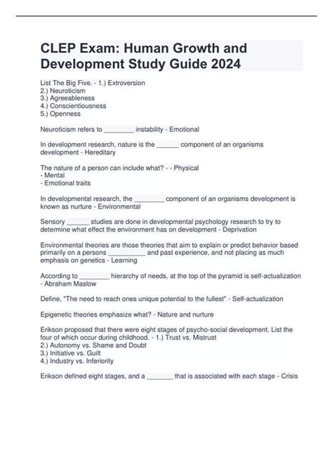 human development study guide PDF