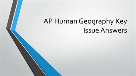 human geography key issue packet answers PDF