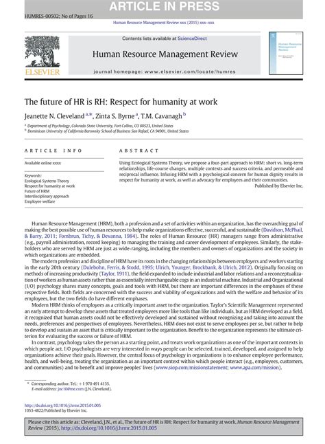 human resource research paper PDF