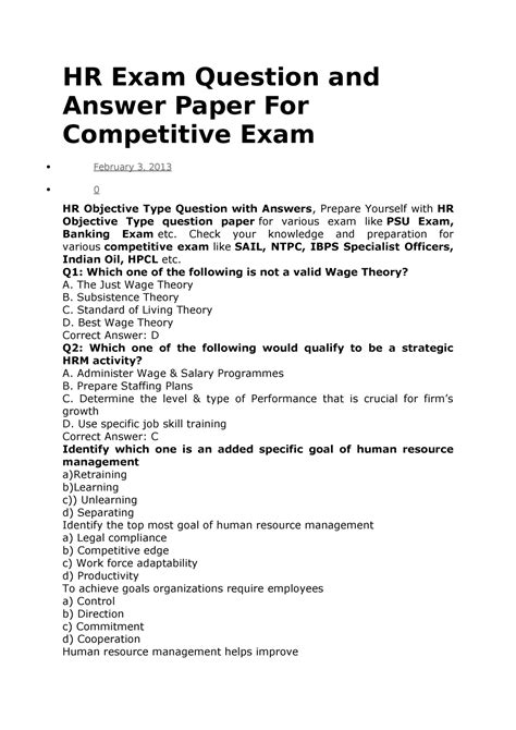 human resources basic test answers Ebook Doc