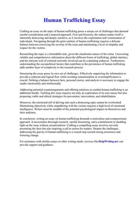 human trafficking essay papers Epub
