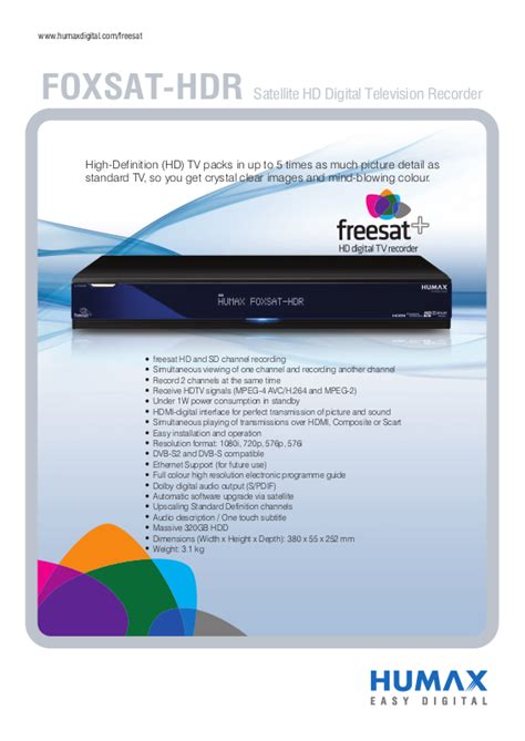 humax foxsat hdr instruction manual PDF