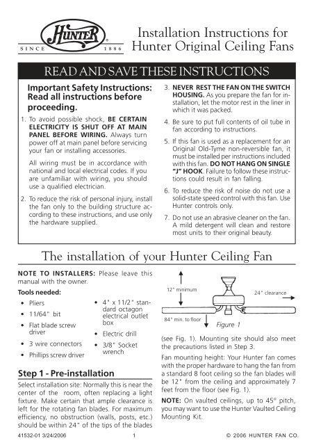 hunter ceiling fans manual Epub