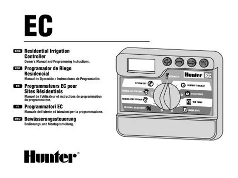 hunter ec irrigation controller manual Epub