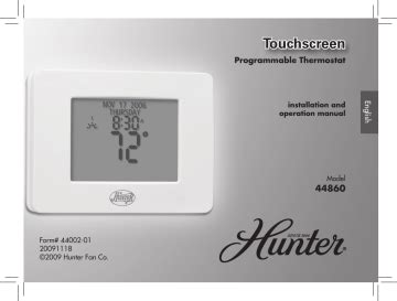 hunter thermostat manual model 44860 Kindle Editon