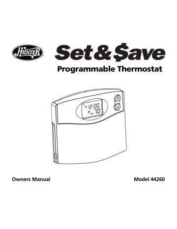 hunter thermostat model 44260 manual PDF