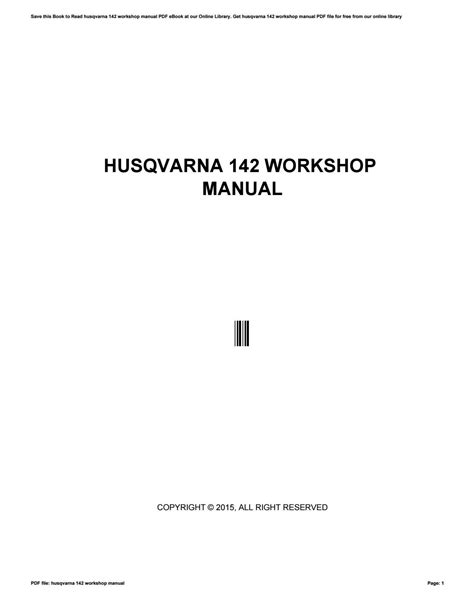 husqvarna 142 workshop manual Reader