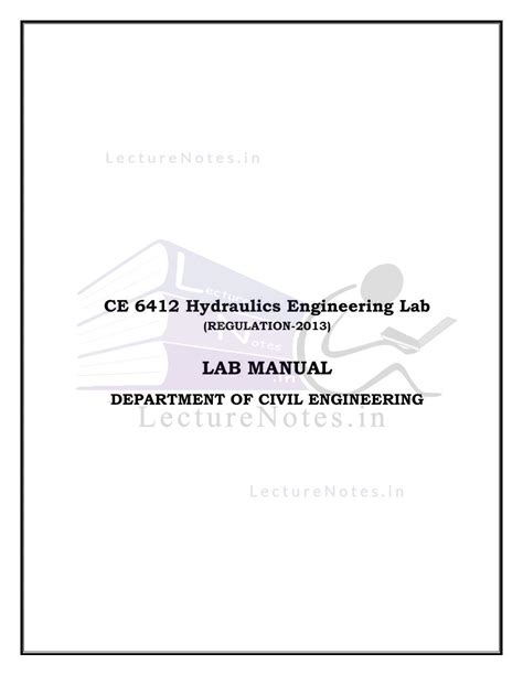 hydraulics and hydraulics lab manual Doc