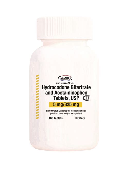 hydrocodone bitartrate (5 mg)