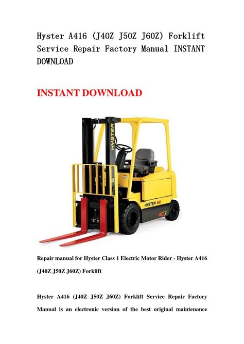 hyster forklift user manual PDF