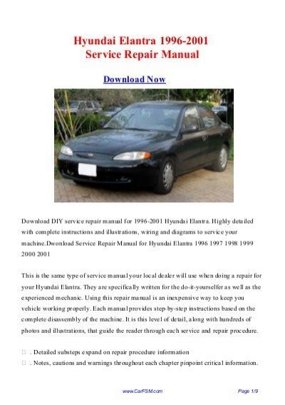 hyundai elantra 1996 2001 repair manual Epub