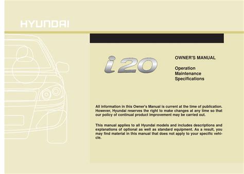 hyundai i20 owners manual download Doc