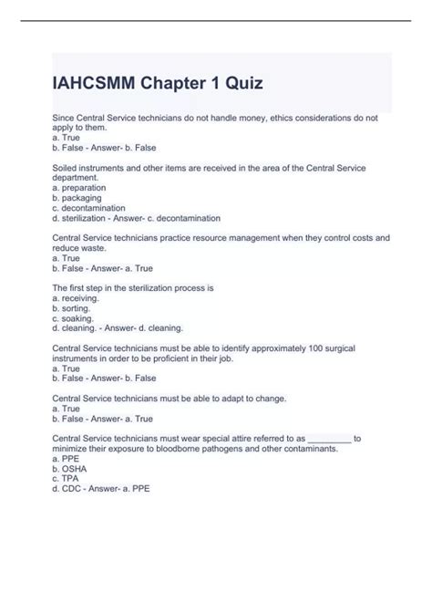 iahcsmm practice quiz chapter 1 Epub