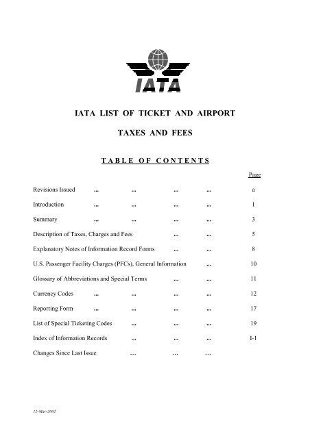 iata taxes fees codes pdf PDF