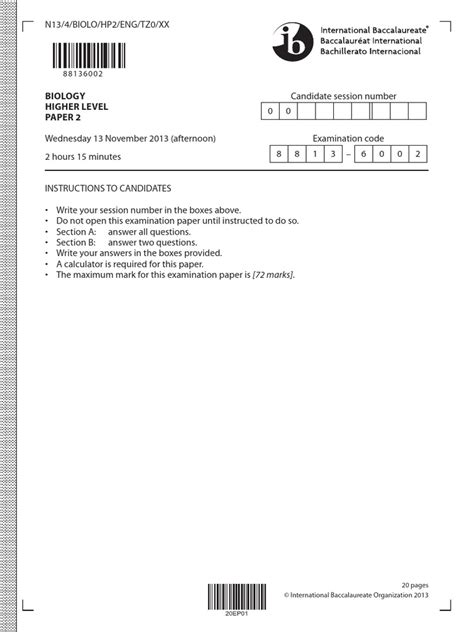 ib bio hl paper 2013 PDF