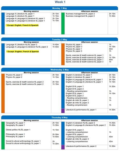 ib exam schedule