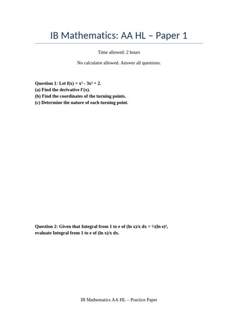 ib math hl paper 1 2010 Reader