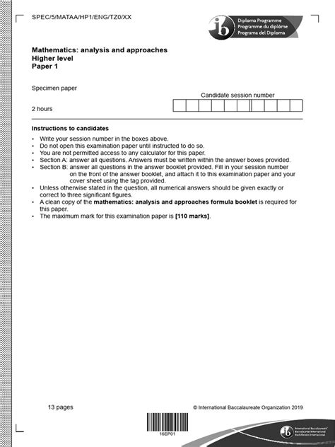 ib specimen papers 2014 hl maths PDF
