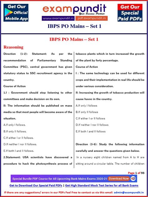 ibps po exam model question paper with answer PDF