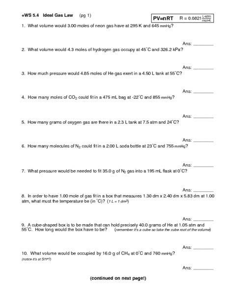 ideal gas answers show work Doc