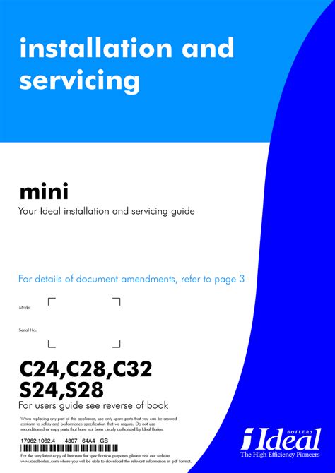 ideal mini c24 28 32 s24 28 installation manual user guide PDF