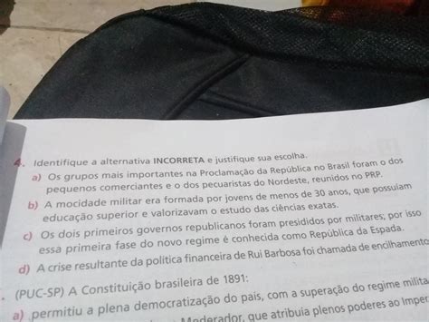 identifique a alternativa incorreta e justifique sua escolha.