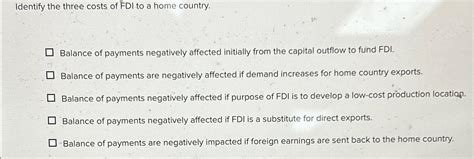 identify the three costs of fdi to a home country.