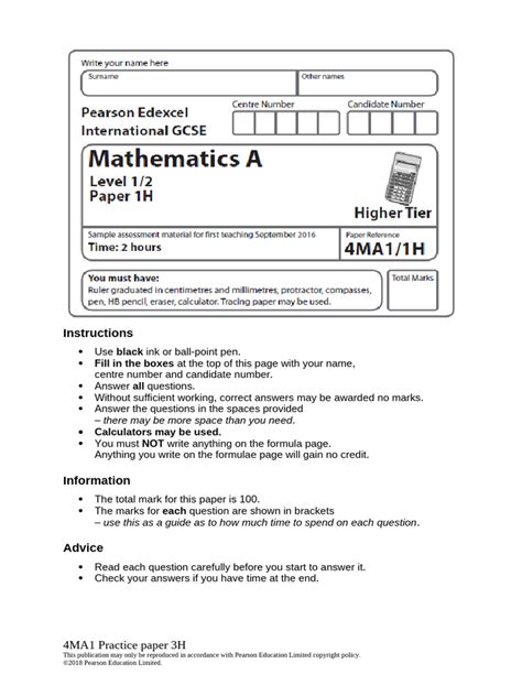 igcse maths paper 3h jan 2014 Doc