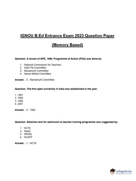 ignou bed first year question paper Epub